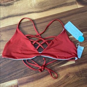 L*Space swim Jojo bikini top Small Red reversible